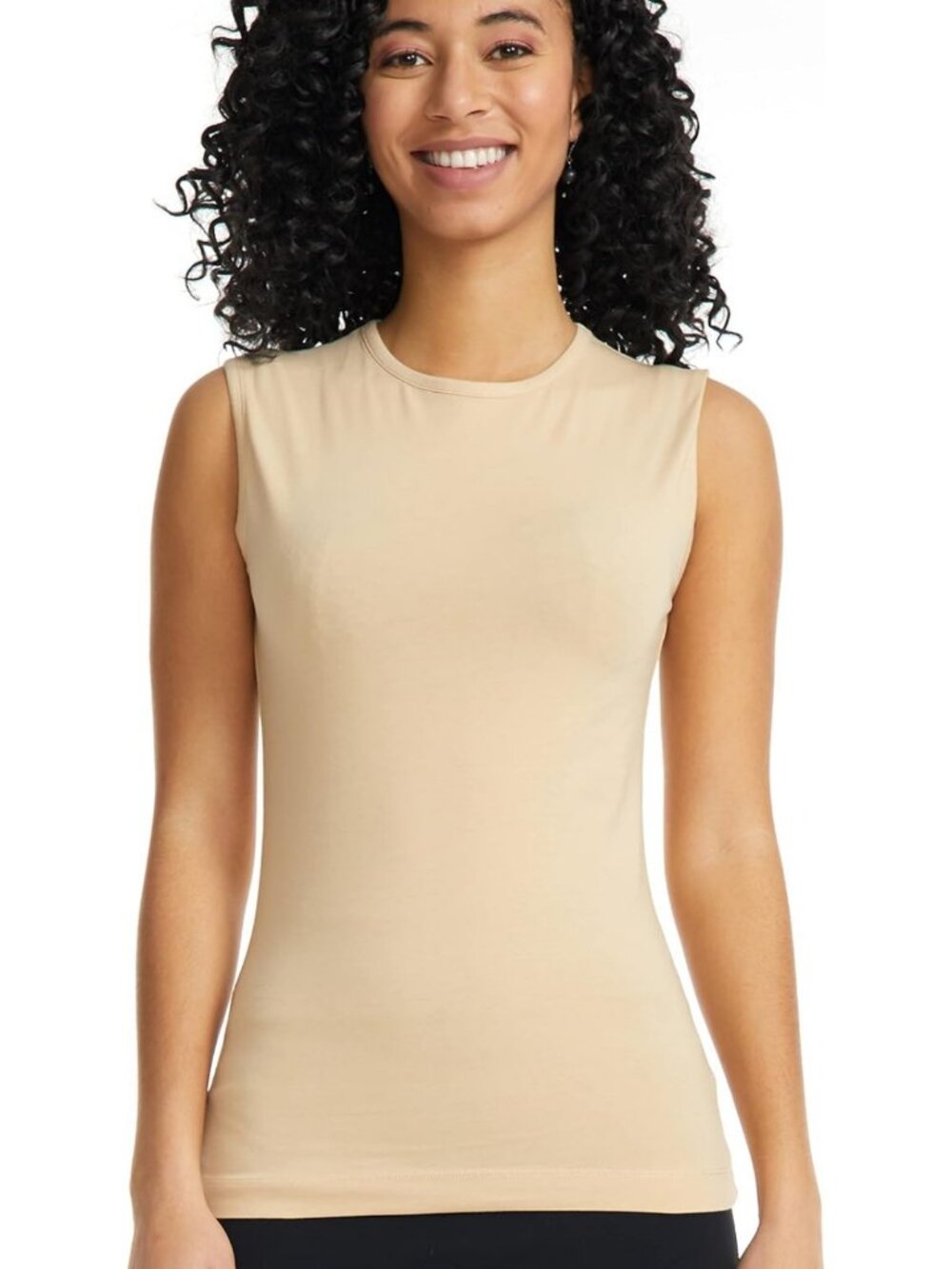 Sleeveless Fitted Tank Top for Women - Stretch Cotton Blend, Perfect Layering
